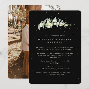 Black Snowberry+Eucalyptus Wedding Reception Photo Invitation