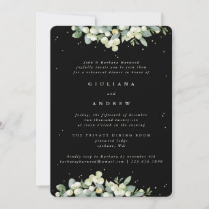 Black Snowberry+Eucalyptus Wedding Rehearsal Invitation