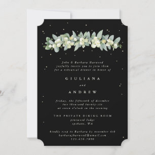 Black Snowberry+Eucalyptus Wedding Rehearsal Invitation