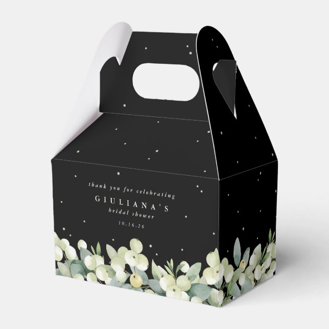 Black Snowberry+Eucalyptus Winter Bridal Shower Favour Box (Front Side)