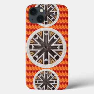 Black Snowflake and Orange Chevron iPhone 13 Case