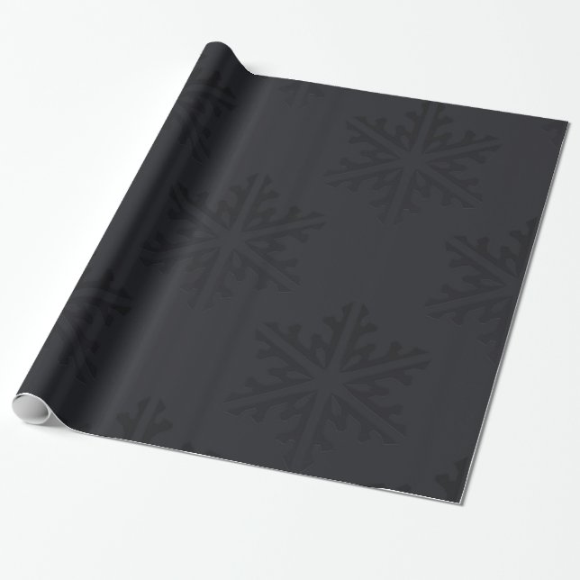 Black Snowflakes Chic Trendy Holiday Christmas Wrapping Paper (Unrolled)
