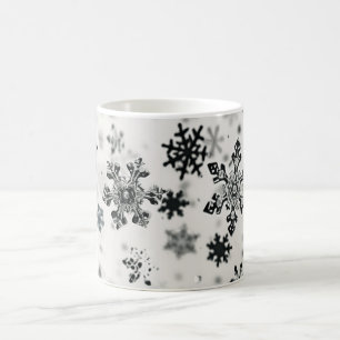 Black Snowflakes Christmas Coffee Mug