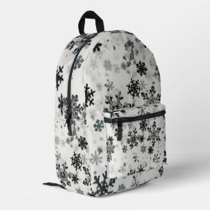 Black Snowflakes Christmas Digital Art Printed Backpack