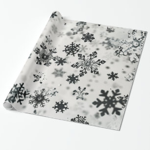 Black Snowflakes Christmas Wrapping Paper