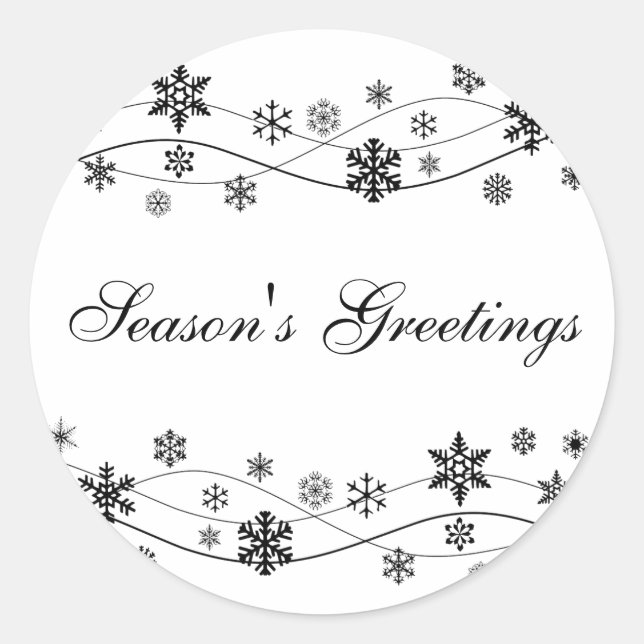 Black Snowflakes Holiday Stickers (Front)