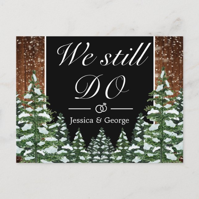 Black Snowy Forest Still Do Anniversary Invitation (Front)