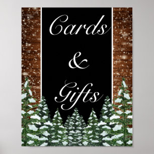 Black Snowy Wood & Forest Cards Gifts Wedding Poster