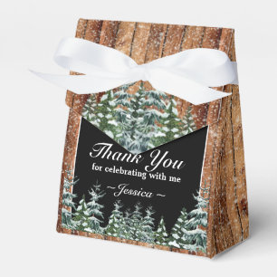 Black Snowy Wood & Forest Pine Birthday Tiara Favour Box