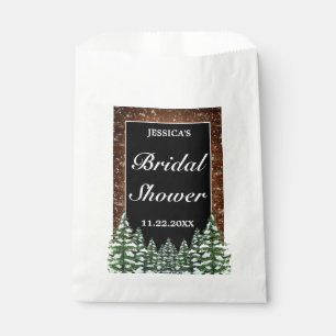Black Snowy Wood & Forest Pine Bridal Shower Favour Bag