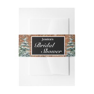 Black Snowy Wood & Forest Pine Bridal Shower Invitation Belly Band