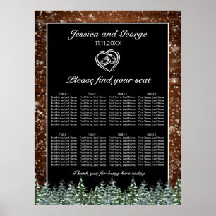 Black Snowy Wood & Forest Wedding Seating Chart