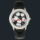 Black Soccer Ball and Name Watch<br><div class="desc">Show your love of soccer with this personalised "Black Soccer Ball Watch". A black soccer ball with your name. Makes a wonderful gift for the soccer player in your life! Give one to your soccer coach! To see more cool products-Please visit my store "The Hungarican Princess" at www.zazzle.com/hungaricanprincess*.</div>
