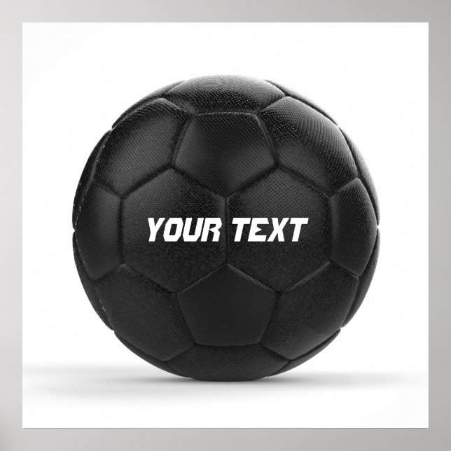 Black Soccer Ball Personalized Text Poster (Front)