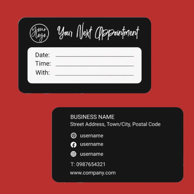 BLACK SOCIAL MEDIA COMPANY LOGO APPOINTMENT CARD   (Creator Uploaded)