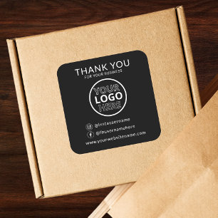 Black Social Media Icons Thank You Business Logo Square Sticker