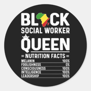 Black Social Worker Queen African American Social Classic Round Sticker