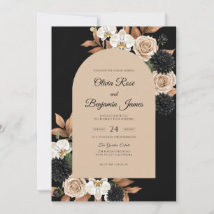 Black Soft Champagne Petal Wedding Invitation