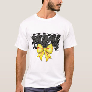 Black Softll Mama Game Day Leopard Checkered Coque T-Shirt