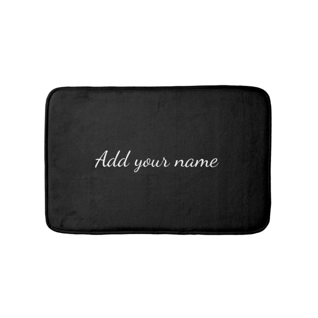 Black solid add name text message here throw pillo bath mat (Front)