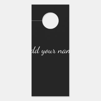 Black solid add name text message here throw pillo door hanger