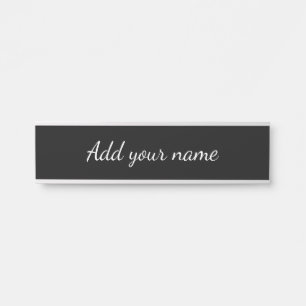 Black solid add name text message here throw pillo door sign