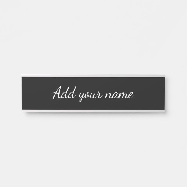 Black solid add name text message here throw pillo door sign (Front)