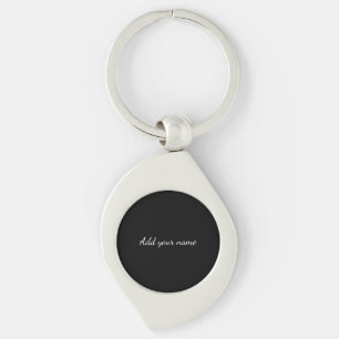 Black solid add name text message here throw pillo key ring
