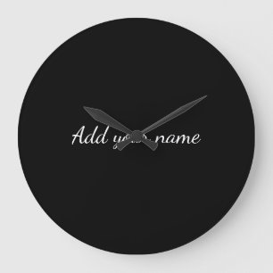 Black solid add name text message here throw pillo large clock