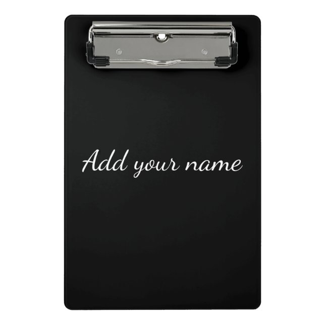Black solid add name text message here throw pillo mini clipboard (Front)