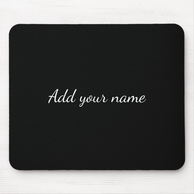 Black solid add name text message here throw pillo mouse pad (Front)