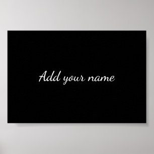 Black solid add name text message here throw pillo poster
