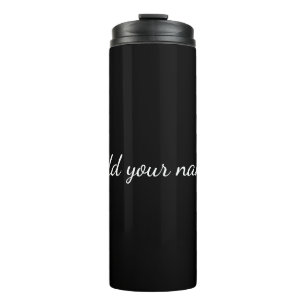 Black solid add name text message here throw pillo thermal tumbler
