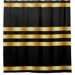 Black Solid Colour Gold Badge Personalised Custom Shower Curtain