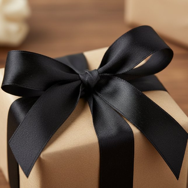Black Solid Colour Simple Minimalist Satin Ribbon (Black Solid Color Simple Minimalist Satin Ribbon)