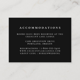 Black Solid Colour Wedding Accommodations Enclosure Card