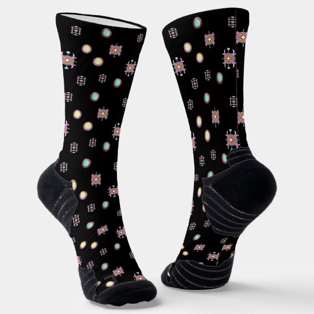 Black Solid Noah Circle Pattern Socks (Angled)
