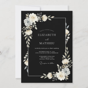Black Sophisticated Evening Wedding Invitation