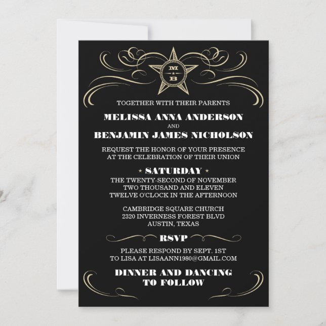 Black Southern Style Wedding Invitations (Front)