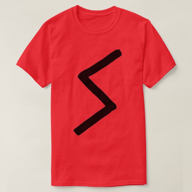 Black Sowilo Rune Paintbrush Version T-Shirt (Design Front)