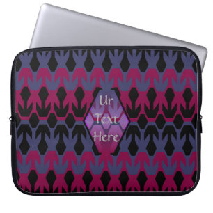 Black Spacecrafts and Arrow Monogram Pattern Laptop Sleeve