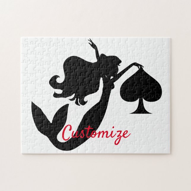 Black Spade Mermaid Silhouette Thunder_Cove Jigsaw Puzzle (Horizontal)