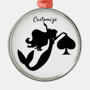 Black Spade Mermaid Silhouette Thunder_Cove Metal Ornament