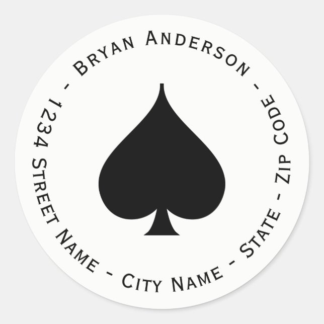 Black Spade Symbol Return Address Label (Front)