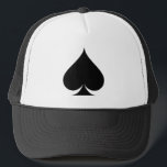 Black spade symbol trucker hat<br><div class="desc">Black spade symbol trucker hat. Cool gift idea for Ace poker player. Playing card suits.</div>