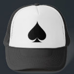 Black spade symbol trucker hat<br><div class="desc">Black spade symbol trucker hat. Cool gift idea for Ace poker player. Playing card suits.</div>