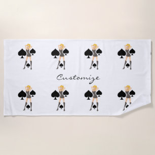 Black Spades Blonde Queen Thunder_Cove Beach Towel