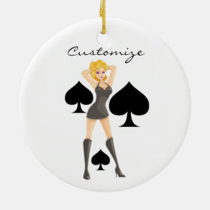 Black Spades Blonde Queen Thunder_Cove Ceramic Ornament