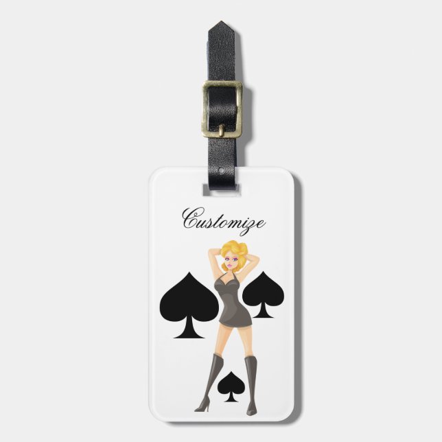 Black Spades Blonde Queen Thunder_Cove Luggage Tag (Front Vertical)