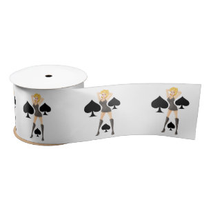 Black Spades Blonde Queen Thunder_Cove Satin Ribbon